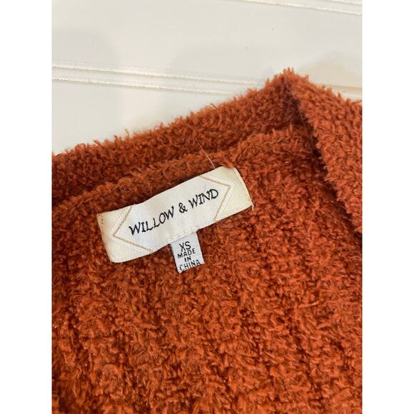 Willow and Wind Brown Ribbed Knit V-Neck Boxy Relaxed Button Cardigan Size XS - Picture 5 of 7